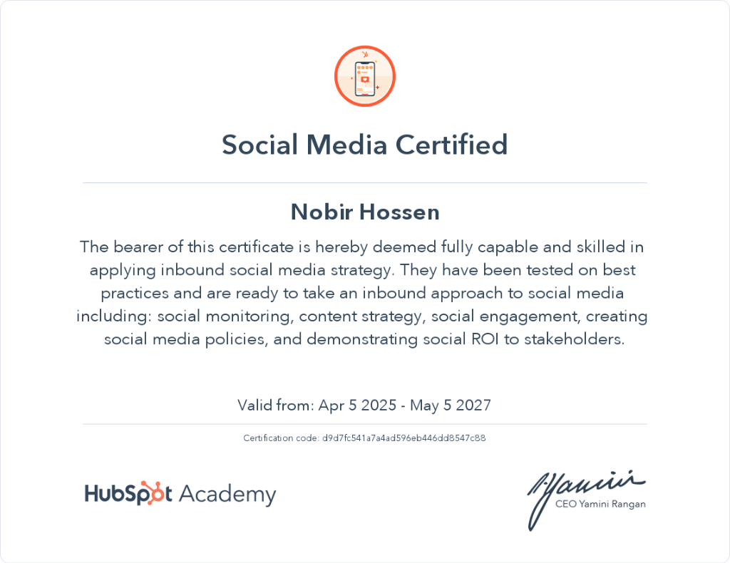 Social media marketing certification