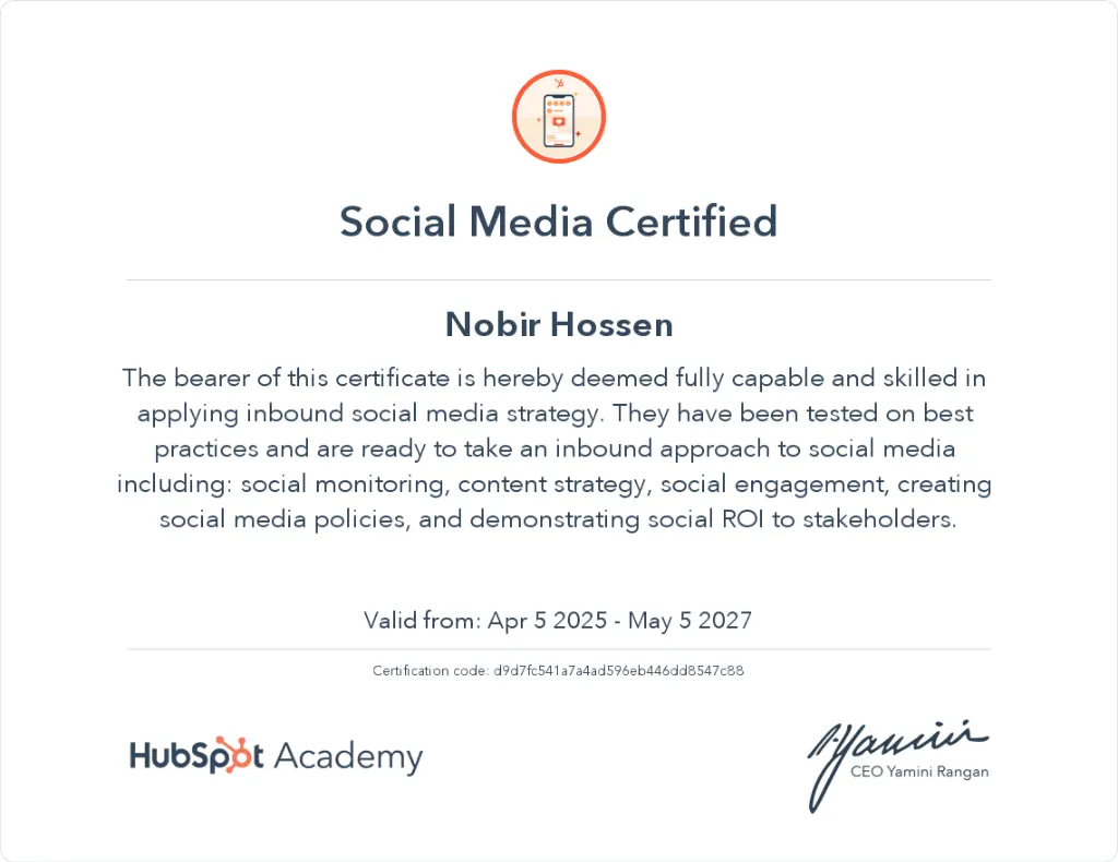 Social media marketing certification